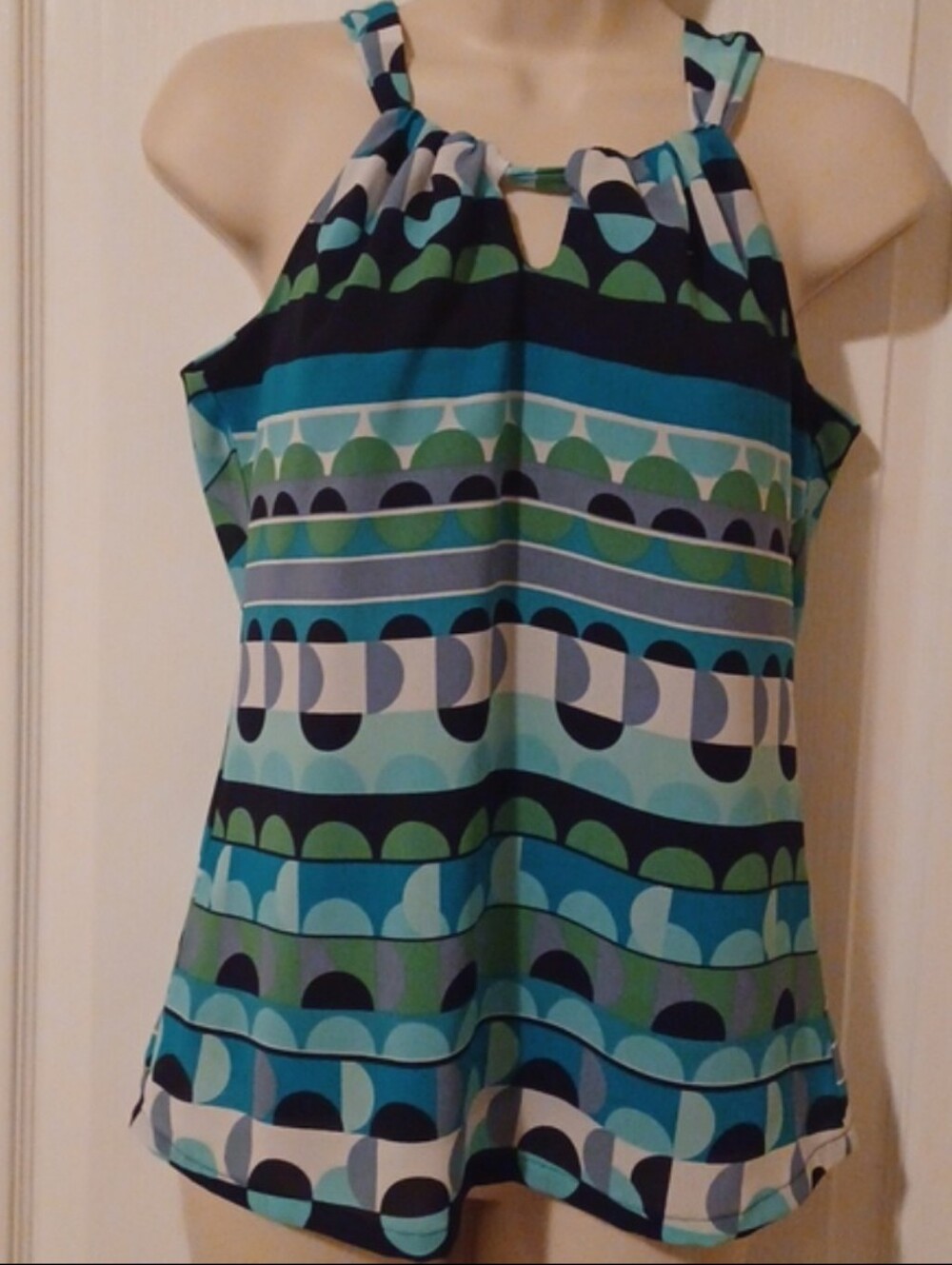 Banana Republic Striped Halter Camisole in Teal, Navy & Green